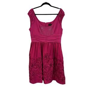 NWT Adrianna Papell Pink Beaded Floral Embellished Cocktail Dress Womens 16